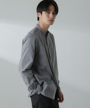 「ICE FLOW LINEN」バンドカラーシャツ 長袖