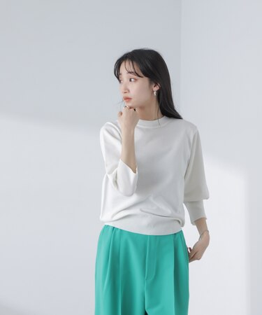 前後2wayボータイ半袖サマーニット