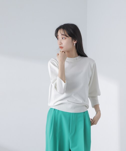 前後2wayボータイ半袖サマーニット