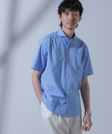「N SHIRTS」AntiSoaked(R)汗染み防止ホリゾンタルカラーシャツ半袖
