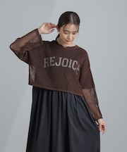 クロップドメッシュニットトップス