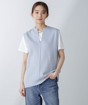 洗濯機洗可・UVカットキーネックノースリ－ブニット