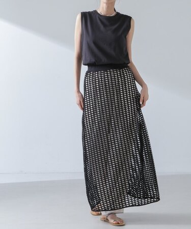 RITA ROW／Crochet straight long skirt