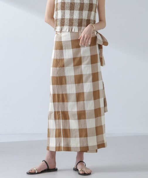 RITA ROW／Checkered pareo skirt
