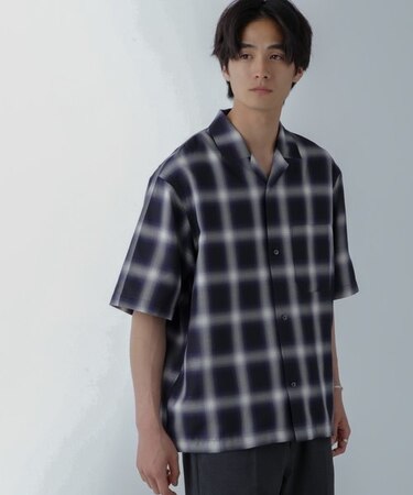 オンブレーチェックハーフスリーブシャツ