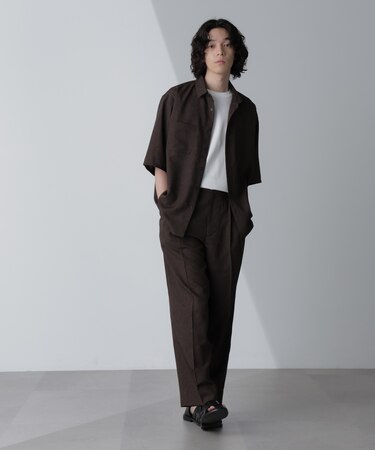 テックリネンリラックスタックテーパードパンツ（セットアップ可）