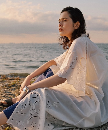 インドシフリー刺繍ワンピース