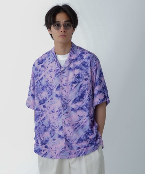 White Mountaineering/JUNGLE PATTERN OPEN COLLAR S/S