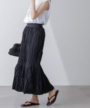 裾切り替えワッシャープリーツスカート