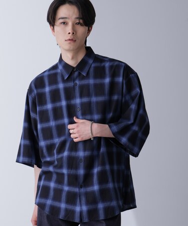 リラックスオンブレーチェックシャツ 半袖