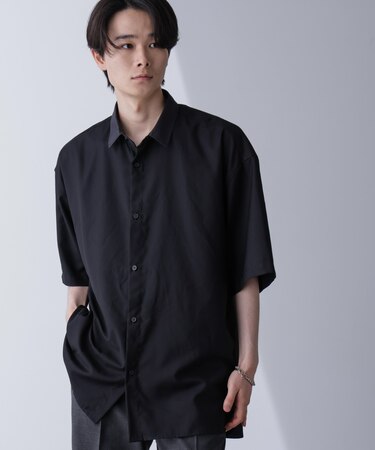 バイカラードレープシャツ 半袖