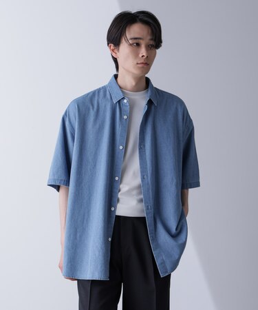 ライトデニムリラックスシャツ 半袖