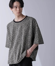 パターンジャガードTシャツ 半袖