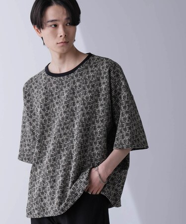 パターンジャガードTシャツ 半袖