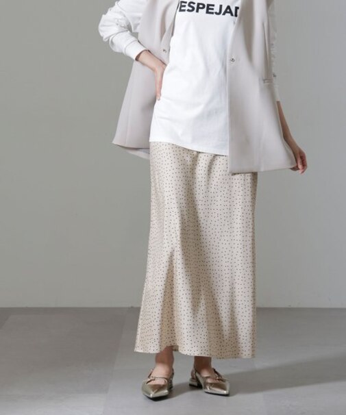 ドットプリントサテンバイアススカート
