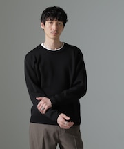 タスマニアミックス ミラノリブリラックスクルーネックニット