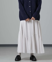 アシメティアードシフォンギャザースカート