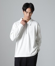 WEB限定／ストレッチテレコハーフジッププルオーバー 長袖