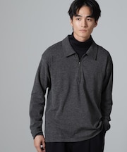 WEB限定／ストレッチテレコハーフジッププルオーバー 長袖