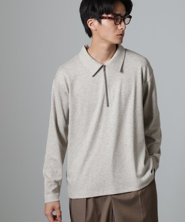 WEB限定／ストレッチテレコハーフジッププルオーバー 長袖