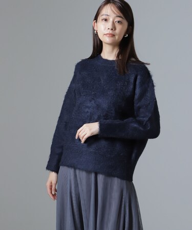 シャギークルーネックニットプルオーバー