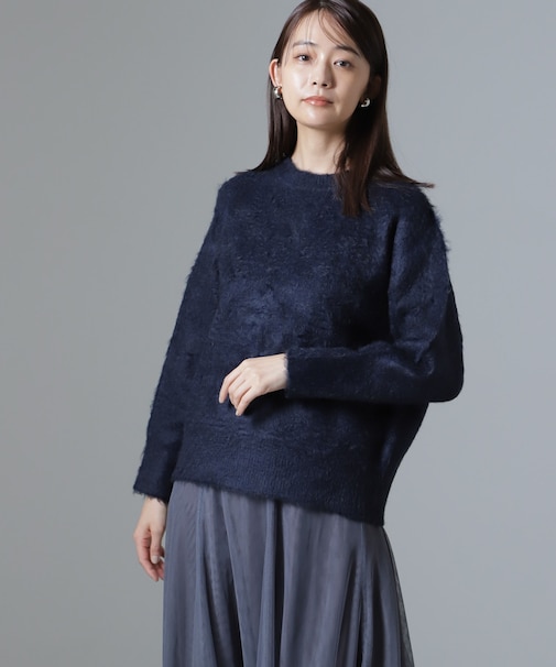 シャギークルーネックニットプルオーバー