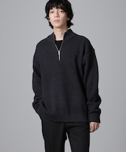 畔ニットハーフZIPプルオーバー
