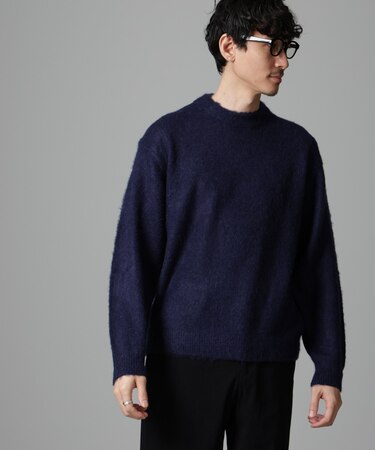 モヘヤブレンド起毛クルーネックニット