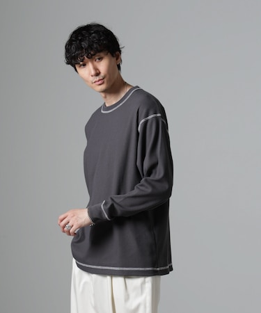 ステッチワッフルTシャツ 長袖