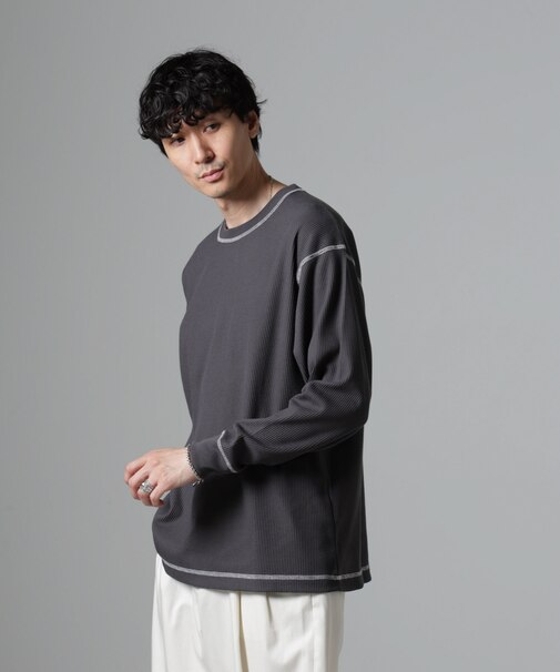 ステッチワッフルTシャツ 長袖