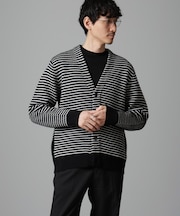 幾何学柄ニットカーディガン