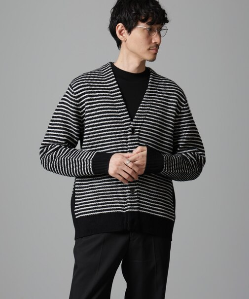 幾何学柄ニットカーディガン