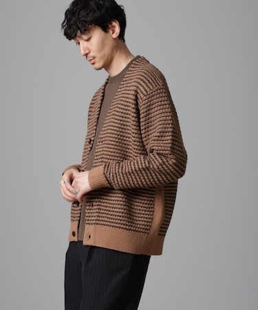 幾何学柄ニットカーディガン