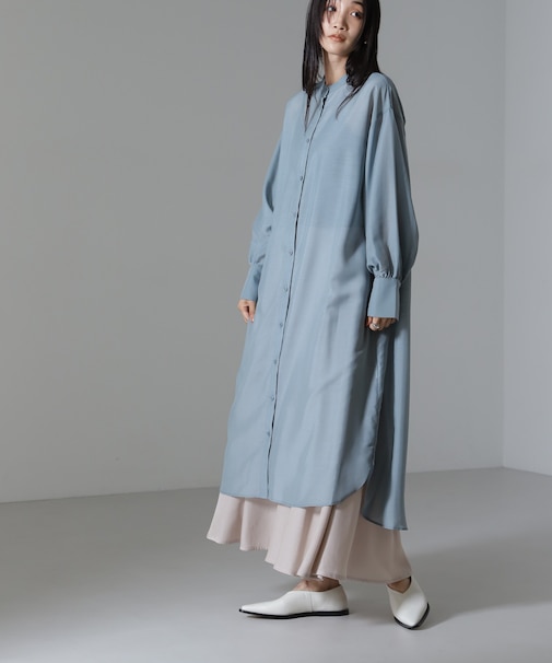 シアーマキシシャツワンピース