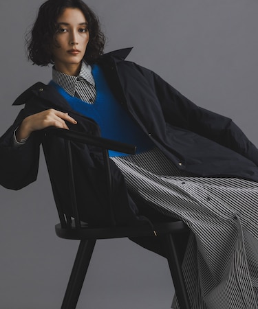 「西川ダウン(R)」ミドル丈バックタックコート