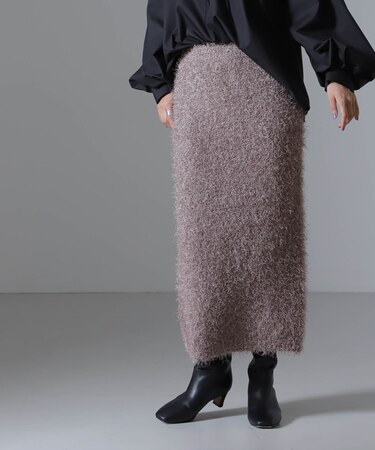 フェザーヤーンニットタイトスカート（セットアップ可）