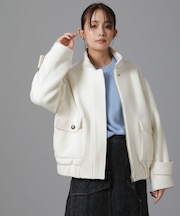 PECOLAMBウールカシミヤスタンドカラージップブルゾン
