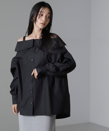 オフショルダーデザインシャツ