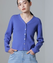 CICA&UVカット加工Vネックリブカーディガン