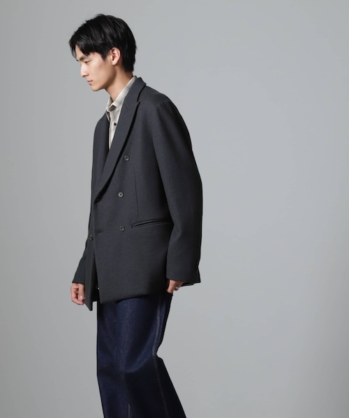 100％ウール」ピークドラペルダブルジャケット｜ナノ