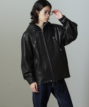 Schott／別注 レザー フードパーカー｜ナノ・ユニバースの通販｜&mall 