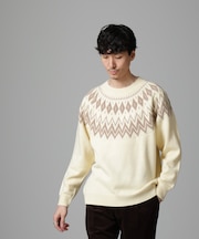 ノルディック柄クルーネックニット