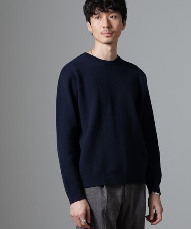 シルク混クルーネックニット