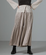 消しプリーツサテンワイドパンツ