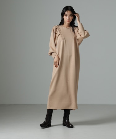 ダンボールボリュームスリーブカットワンピース