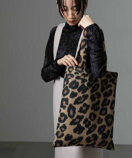 シャギーレオパードトートバッグ