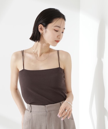 抗菌防臭リブカップ付きダブルストラップキャミソール