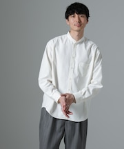 AMATA コットンタッチバンドカラーシャツ