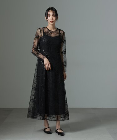 kaene／スパンコールエンブロイダリードレス