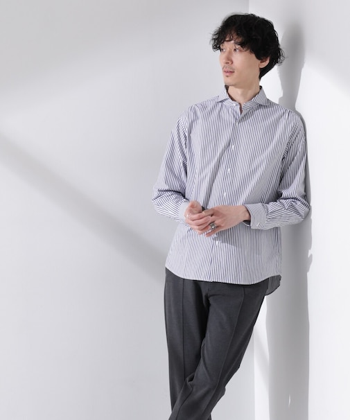 ｢N shirt｣Anti Soaked(R) 汗染み防止ホリゾンタルカラーシャツ長袖